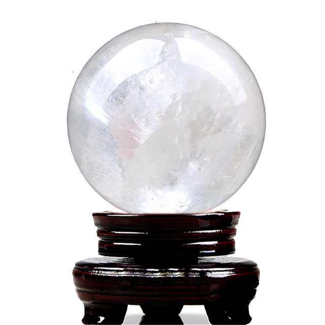 Natural white crystal ball ornaments, raw stone polished living room, financial position, bedroom, bedside, west-facing student table, wind and water pilling