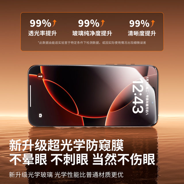AR Corning Ice Crystal Film] can be applied to Apple 17 promax tempered film anti-fingerprint 16pro mobile phone iPhone 14 screen Air anti-fall film 11 anti-peep 15 full screen new style 13