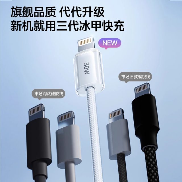 Low temperature ice crystal line] Suitable for Apple 14 ice permeable braided charging cable iPhone13plus data cable PD fast charging 12 official car 16ProMax tablet tpyec power cord