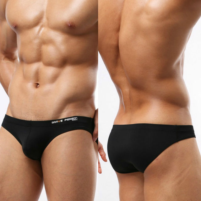 Solid color simple sexy low-waist triangle swimming trunk men's silky stretch briefs tight bikini spa swimsuit