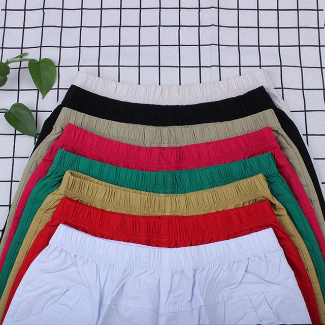 Middle-aged and elderly shorts for women thin middle-aged mothers shorts for summer wear elastic high waist loose elastic cotton five-point pants