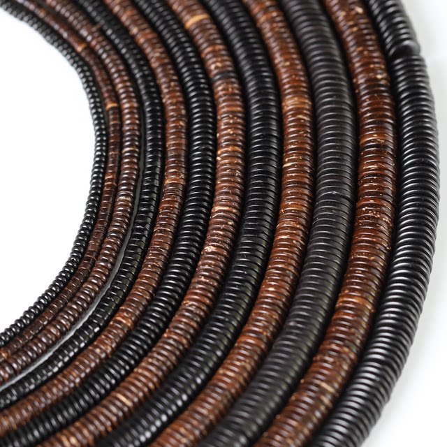 The whole natural original color black coconut shell partition beads coconut stem rosary beads Buddhist beads cultural jewelry Vajra Star Moon Accessories