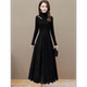 Half turtleneck sweater dress for women in autumn and winter 2025 new French base skirt fake two-piece spliced ​​lace knitted dress