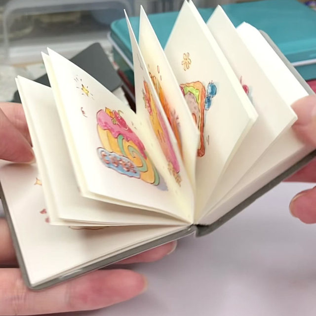
Handmade fish and beans notebook card paper mini small portable high-value color PU pocket notebook painting notebook graffiti notebook