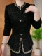 Autumn women's new Chinese style double button shiny shiny top for Autumn women's clothing without velvet