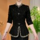 Autumn women's new Chinese style double button shiny shiny top for Autumn women's clothing without velvet
