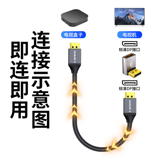 Youlian standard DP male to female port version 1.4 8K adapter 90 degree right angle up and down left and right elbow female to female extension cable computer graphics card monitor converter 4K144hz HD steering head