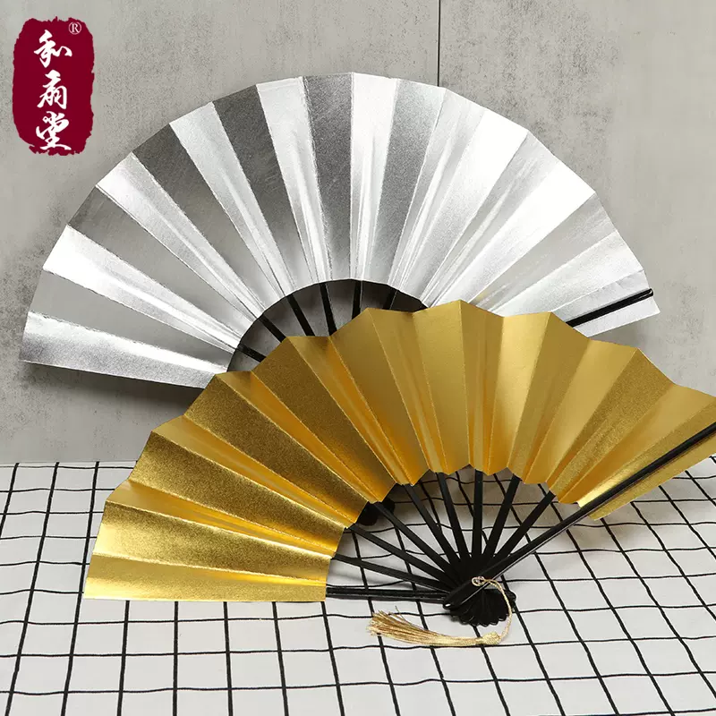 和扇堂cosplay将进酒宅舞辉夜城日式十骨仕舞扇金银色舞蹈转扇子 Taobao