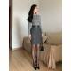 Pure style ins women's retro high waist slim flocking belt polka dot mid-length hip-covered skirt sexy women