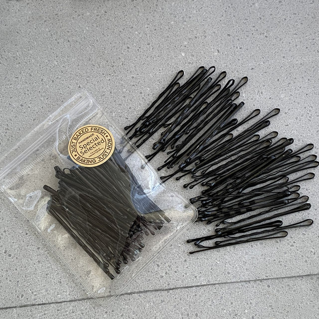 Basic black clip one-word hairpin hairpin for women with side broken hair bangs hairpin headdress bow-shaped arc clip steel clip