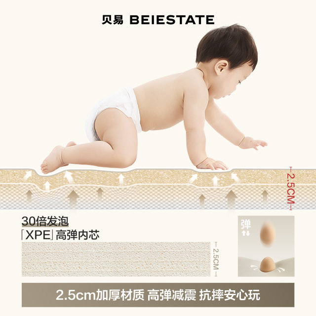 Beiyi baby spliced ​​crawling mat for infants and children thickened household formaldehyde-free stain-resistant anti-bacterial anti-fall floor mat crawling mat