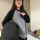 Large size women's clothing 2025 spring and autumn new fat MM plus velvet thickened shoulder sleeve round neck front shoulder long -sleeved T -shirt bottoming shirt