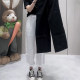 Large size women's clothing 2025 summer new high-waist thin white cropped pants fat mm hip-covering and slimming straight casual pants
