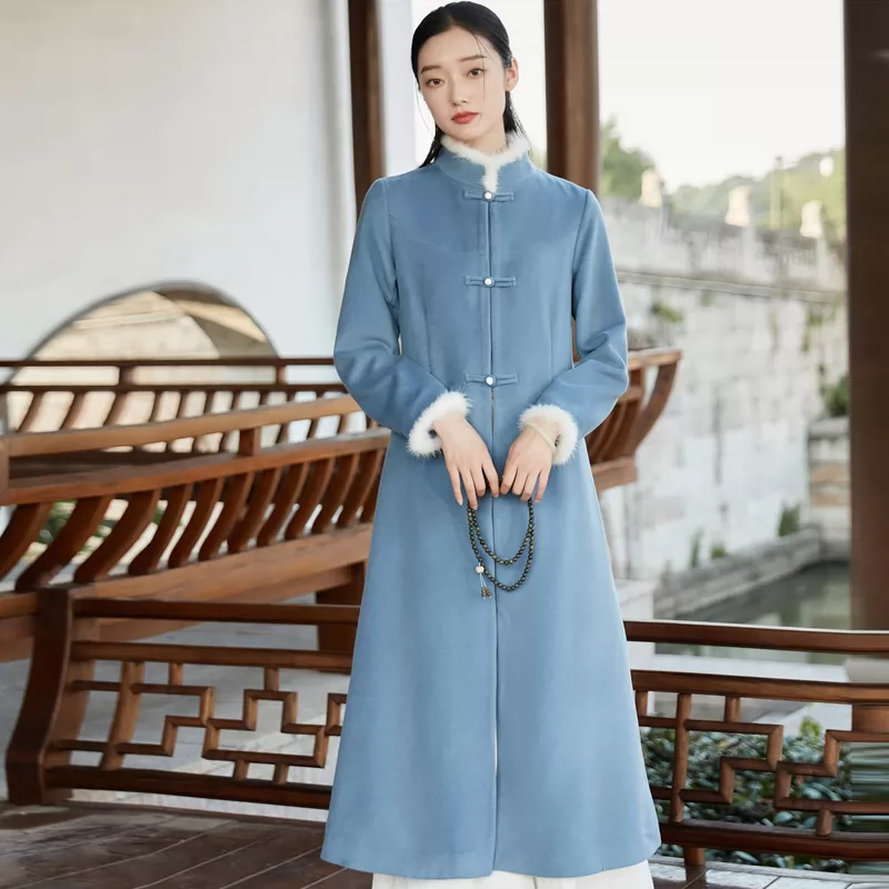 茶服女禅意文艺中国风冬中式茶艺师服装女改良盘
