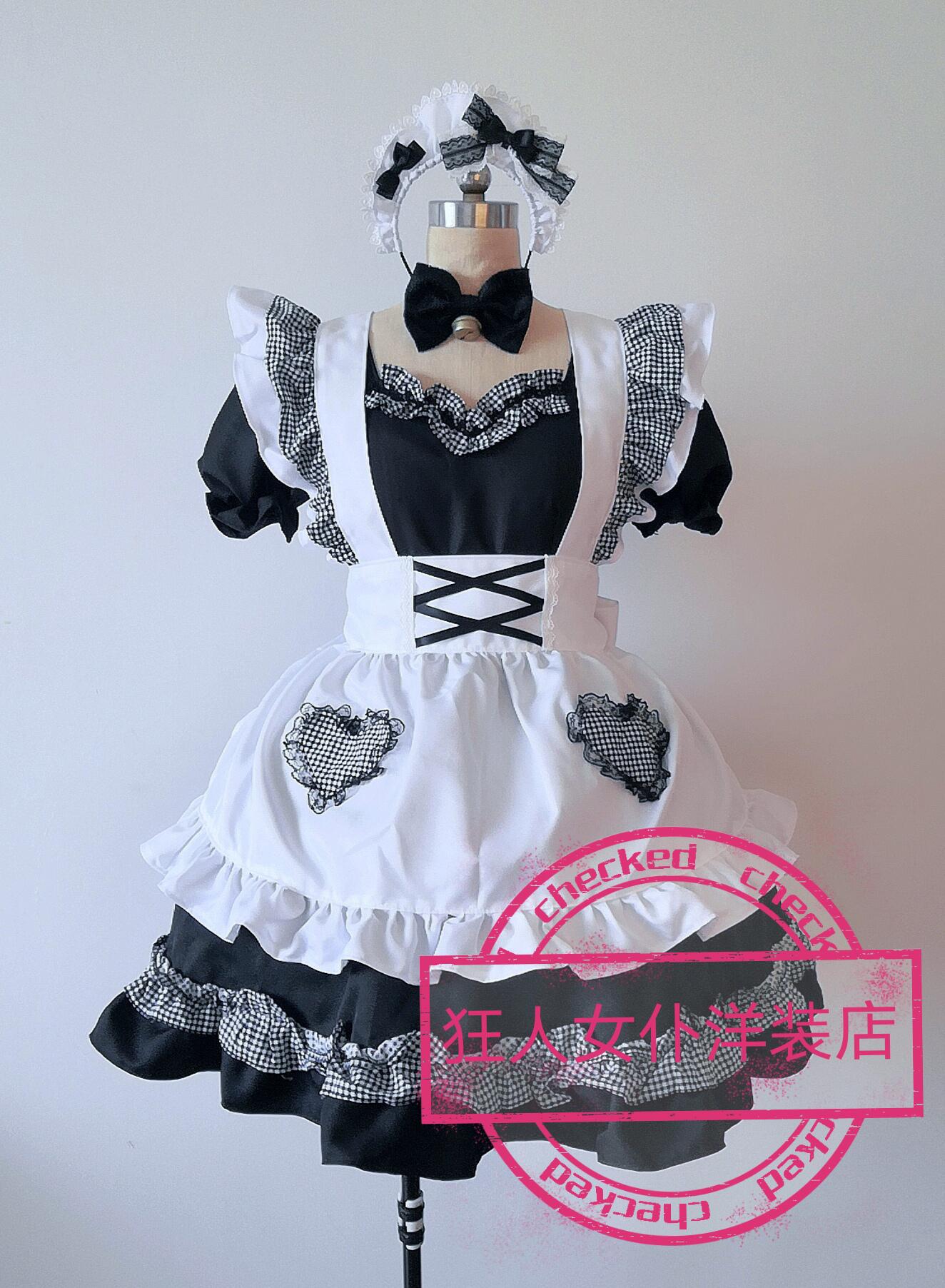 原创设计量身定制黑色经典斩男可爱女仆装女装大佬派对cos动漫服