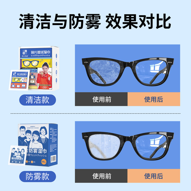 Jie Zhiliangpin glasses cleaning wipes do not damage the lens disposable anti-fog lens cloth screen lens special wipes