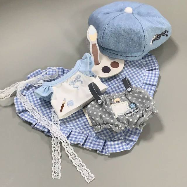 
10cm baby clothes new product 'Blues painter'13cm self-deprecating bear dressing baby clothes cute super cute original spot
