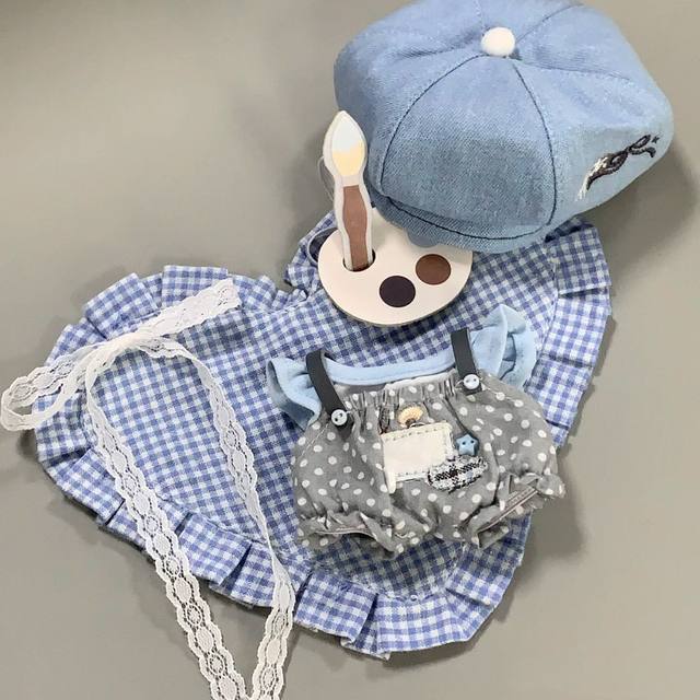 
10cm baby clothes new product 'Blues painter'13cm self-deprecating bear dressing baby clothes cute super cute original spot