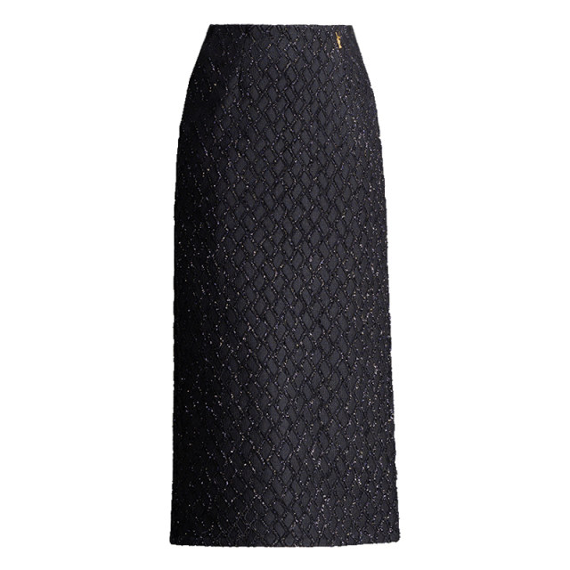 Small fragrance style skirt for women in spring and summer 2025 new high-waist zipper hip skirt mid-length slit straight one-step skirt