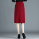 2025 Spring and Summer New hip-covered skirt Mid-length skirt Black buttons Front slit One-step bottoming skirt Spring and autumn