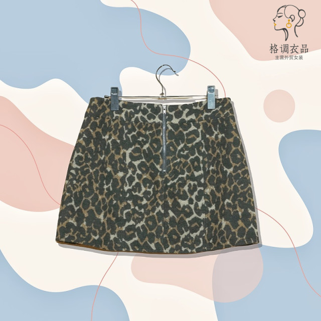 Leopard print skirt for women foreign trade original single autumn and winter high waist sexy short skirt for women rear zipper casual one-step skirt