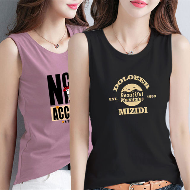 Sport vest for women in summer, pure cotton white large size inner wear, breathable loose slim sleeveless vest base shirt for women