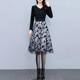 Spring and Autumn versatile skirt for women with high waist slim mesh floral A-line skirt artistic fashion mid-length umbrella skirt