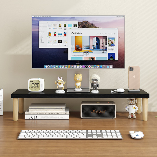 Desktop simple bookshelf computer monitor elevated rack small storage ...