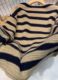 Retro lazy thickened striped sweater for women in autumn and winter 9-minute sleeves one-length neck sweater loose chic top pullover
