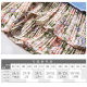 Floral chiffon pleated denim skirt A-line skirt women's high waist zipper short skirt fashionable short skirt