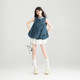 KEIKO Sweet and Salt Flower Bud-shaped Sleeveless Top for Women 25 Summer Bow Lick Flower Light Denim Vest
