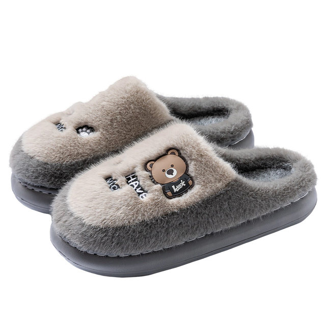 
Men's autumn and winter 2025 new indoor home thick-soled warm plus velvet cartoon cotton slippers for men