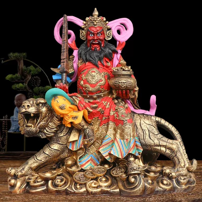 材質銅武財神 財神騎虎の置物 招き金飾り 装飾品 コレクション - 置物
