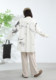 Clear black phoenix tail pattern Chinese stand collar round sling loose slit cotton long-sleeved shirt literary and casual