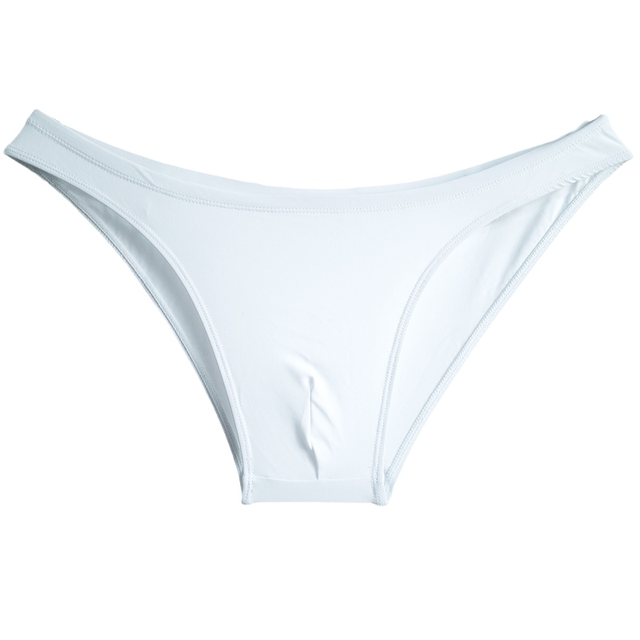 White transparent ultra-low waist narrow edge men's swimming trunk triangle half-butt T-shaped swimming trunk bikini sexy tight and sexy
