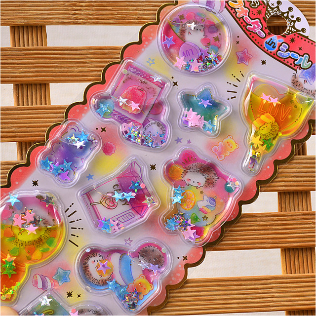 Colorful three-dimensional fantasy diamond shiny quicksand shaking water 3D sticker unicorn sticker girl decoration mobile phone case