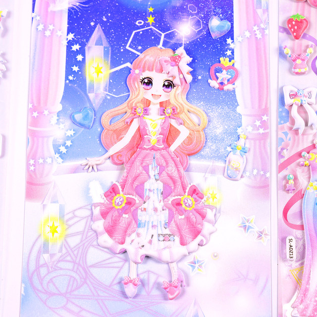 New product creative princess ever-changing dress stickers for children girls toys changing clothes stickers three-dimensional bubble stickers