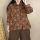 Fried color ethnic style full print plus cotton jacket fashionable casual double pocket warm cotton jacket J22 23#