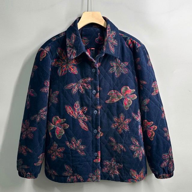 Middle-aged and elderly pure cotton small cotton-padded jackets for women in spring and autumn plus size cotton-padded clothes for mothers in autumn large-size corduroy thin cotton-padded jackets