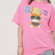 kodice spring and summer new pink cotton round neck T-shirt short-sleeved top cartoon printed loose casual women's clothing