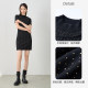 kodice autumn and winter new women's black half-high neck hot diamond hollow knitted dress slim short-sleeved fashion