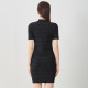 kodice autumn and winter new women's black half-high neck hot diamond hollow knitted dress slim short-sleeved fashion