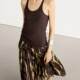 Spanish MD women's new retro abstract print print light and flowing pleated skirt spring and autumn long skirt