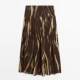 Spanish MD women's new retro abstract print print light and flowing pleated skirt spring and autumn long skirt