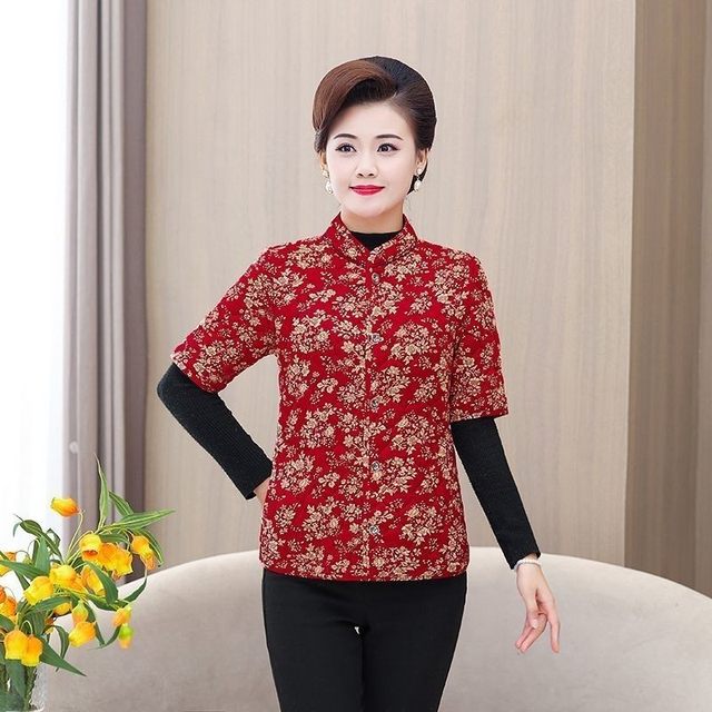 New middle-aged and elderly women's clothing autumn and winter elderly quilted vest short-sleeved thermal vest mother's clothing sleeved cotton vest