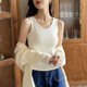 Women's threaded 2025 autumn and winter new warm slim fit cover pair breasts inner top with sleeveless top
