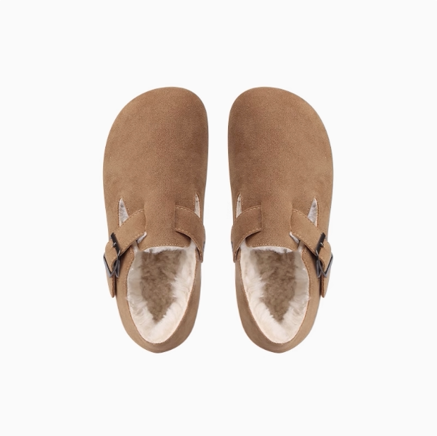 All-inclusive Birkenstock shoes with arch support plus plush fur shoes for women, autumn and winter snow boots, genuine leather thick-soled Birkenstock shoes for men