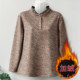Mother's autumn and winter velvet bottoming shirt for middle-aged and elderly women, large size, loose, flesh-covering, floral mid-collar, warm stretch top