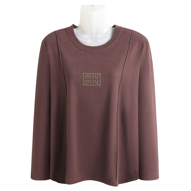 Mom's autumn and winter German velvet bottoming shirt for middle-aged and elderly women, large size, loose, flesh-covering, round-neck, warm, elastic, warm top