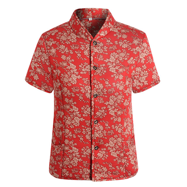 Middle -aged and elderly ladies cotton vest mothers pretend to add fertilizer and increase size half -sleeved cotton.